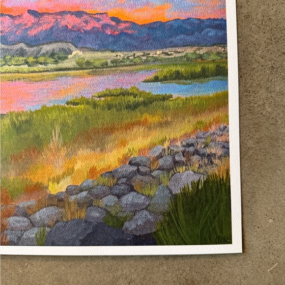 Sunset Over the Sandias Art Print 8x10 Sandia Mountains New Mexico NM - Picture 2 of 3